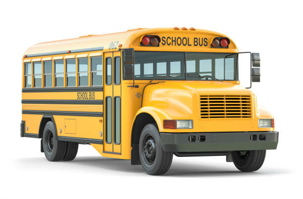 School bus isolated on white background. 3d illustration SEE IT, SAY IT,
